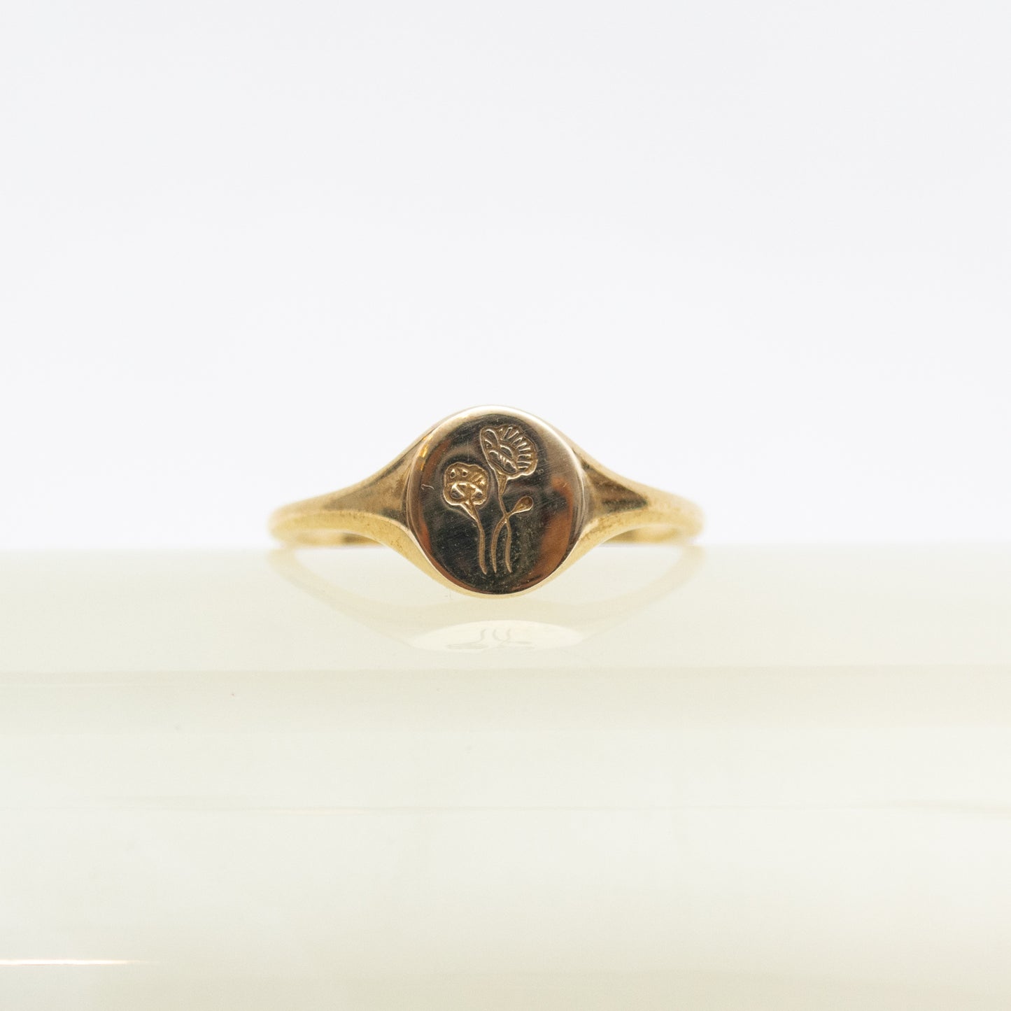 Mini Poppy Signet Brass Ring
