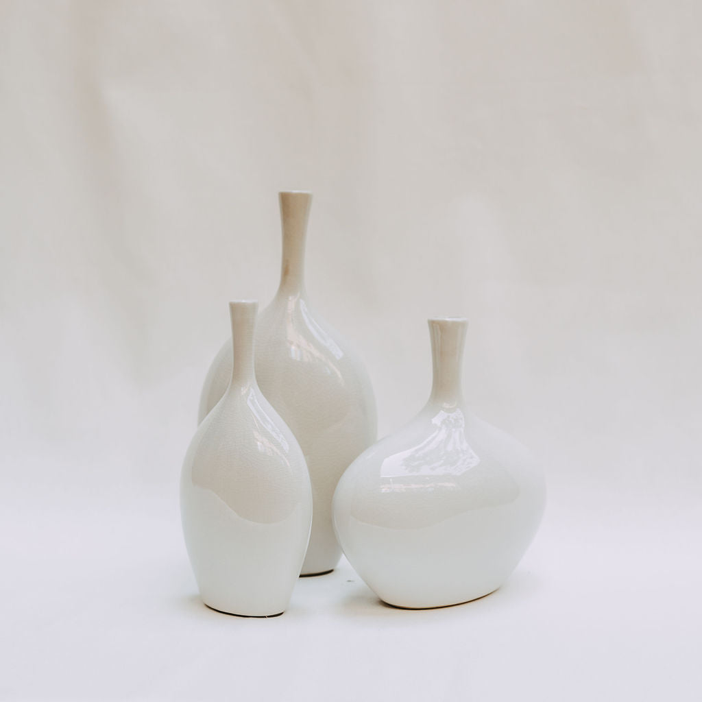 White Glazed Ceramic Vase